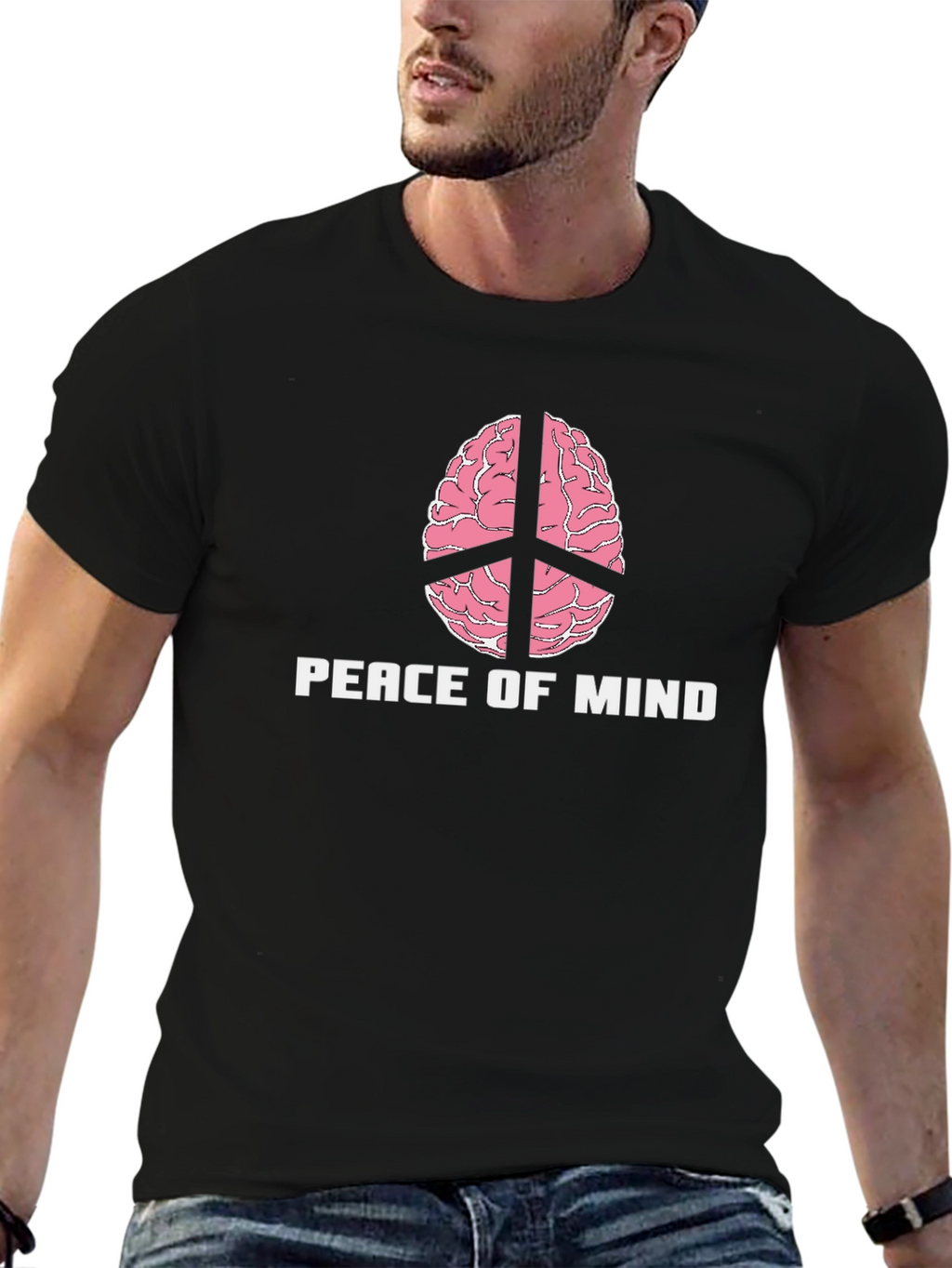 Peace of Mind Brain Peace Sign Graphic Tee
