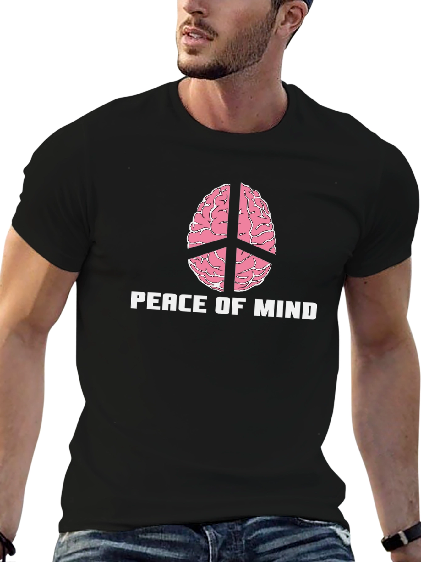 Peace of Mind Brain Peace Sign Graphic Tee