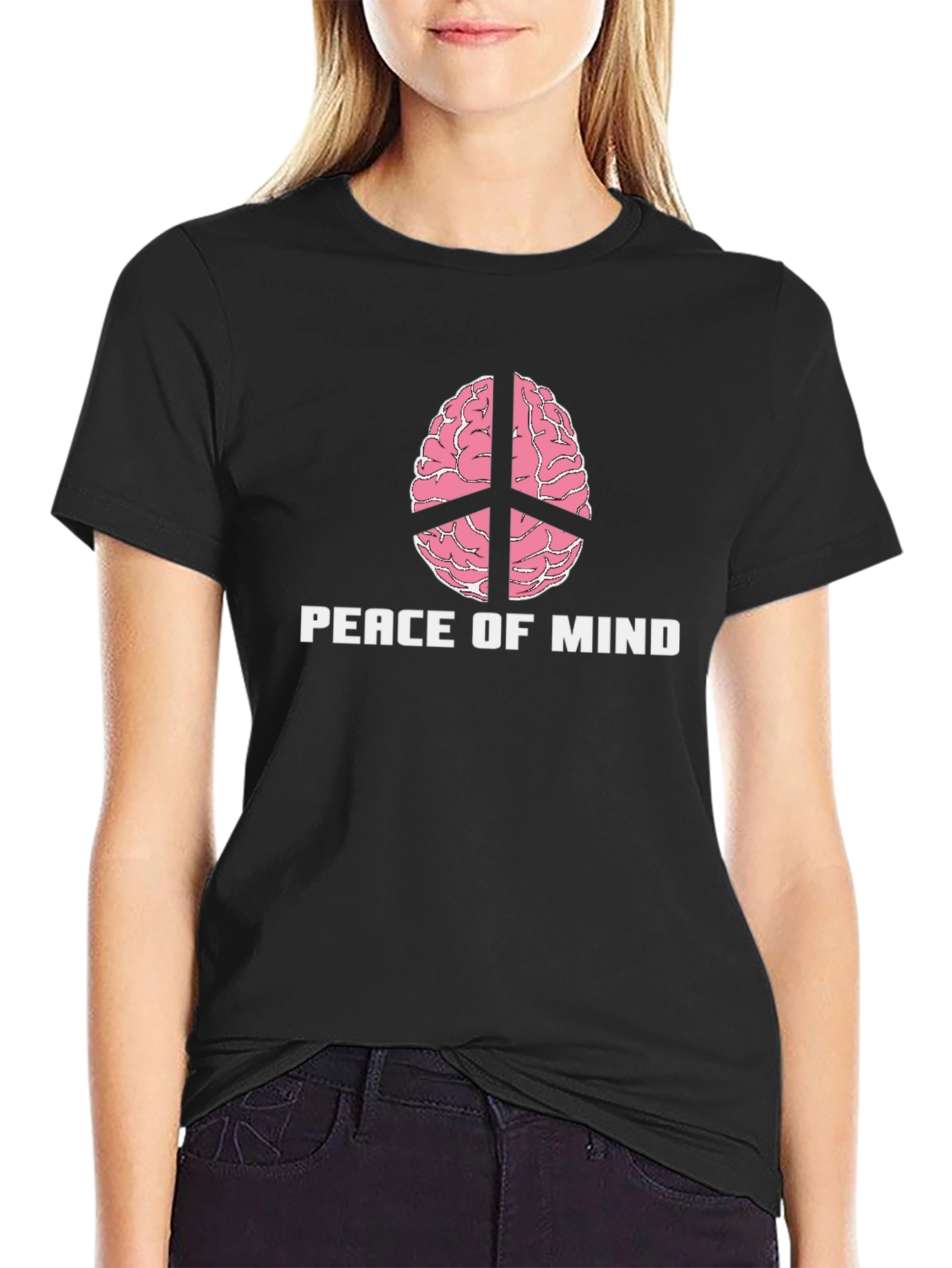 Peace of Mind Brain Peace Sign Graphic Tee