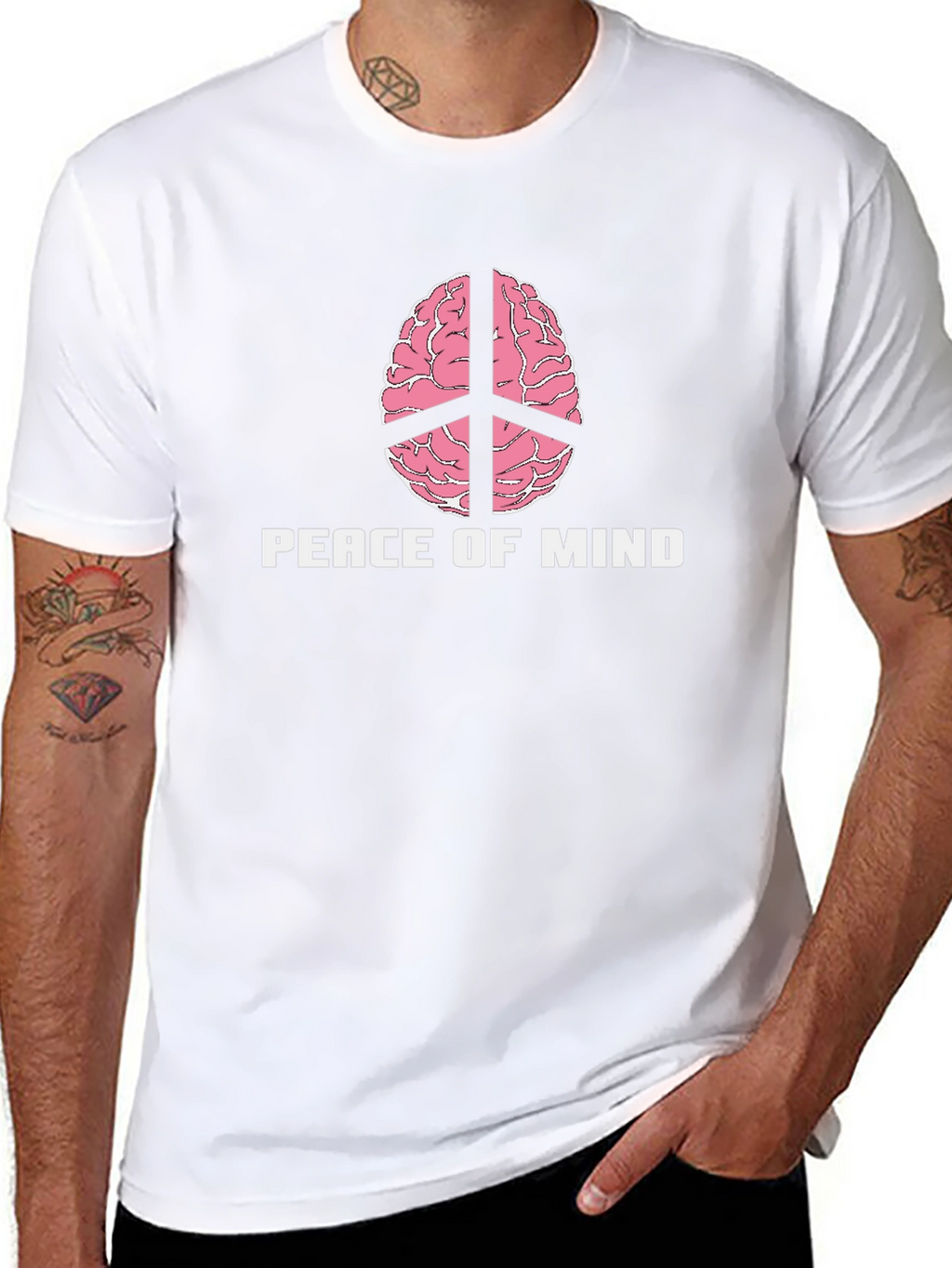 Peace of Mind Brain Peace Sign Graphic Tee