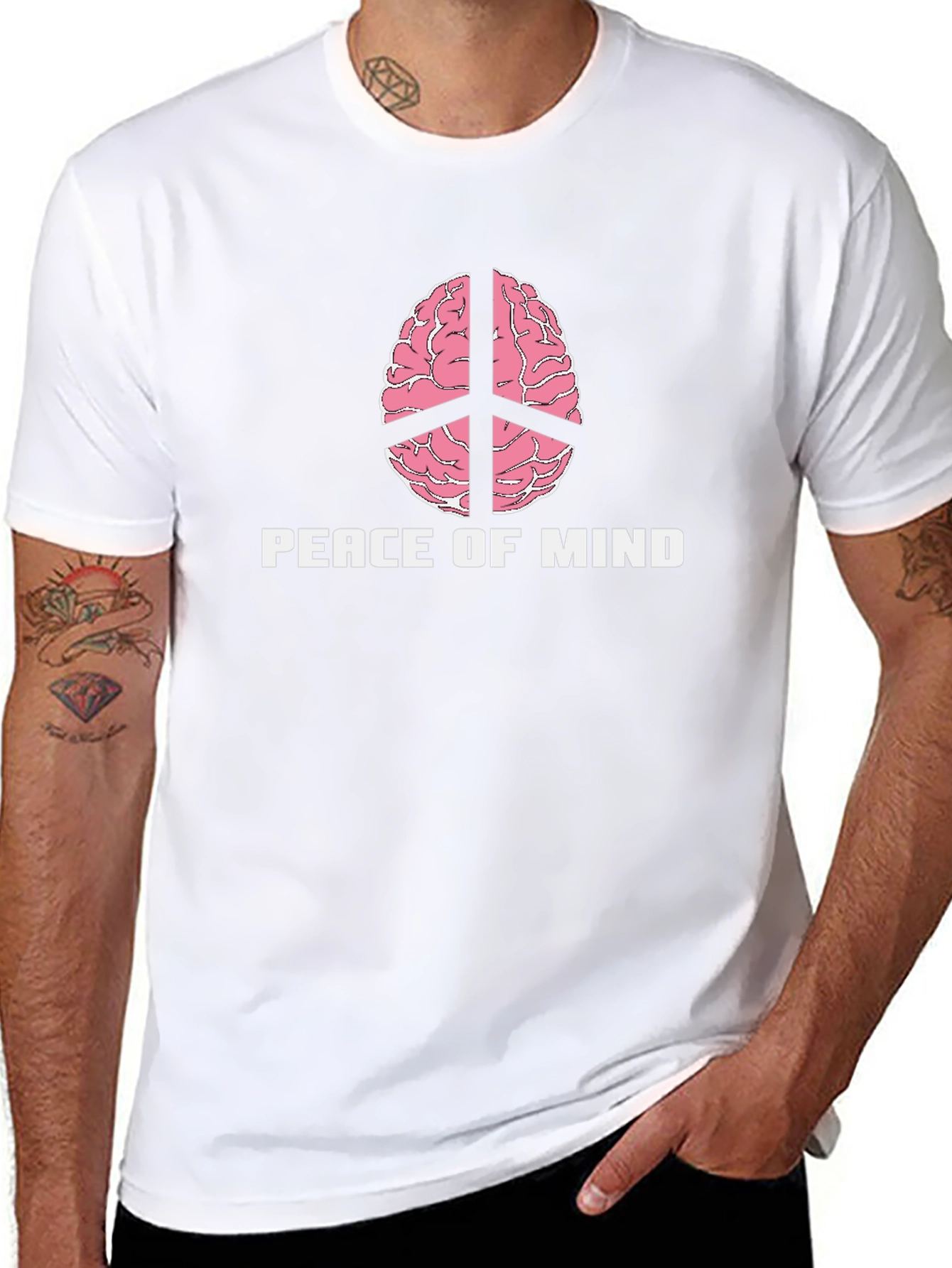 Peace of Mind Brain Peace Sign Graphic Tee