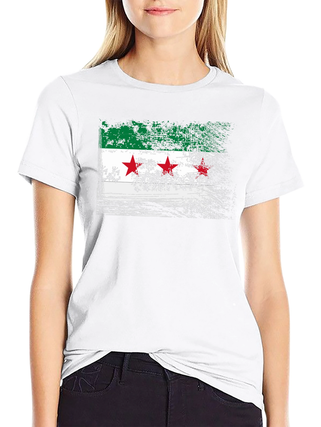 Syria Flag Graphic T-Shirt - Distressed Design