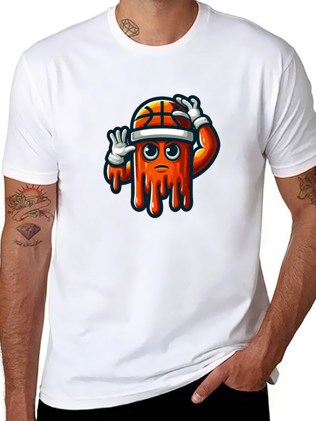 Mens Black Graphic Tee - Basketball Drip