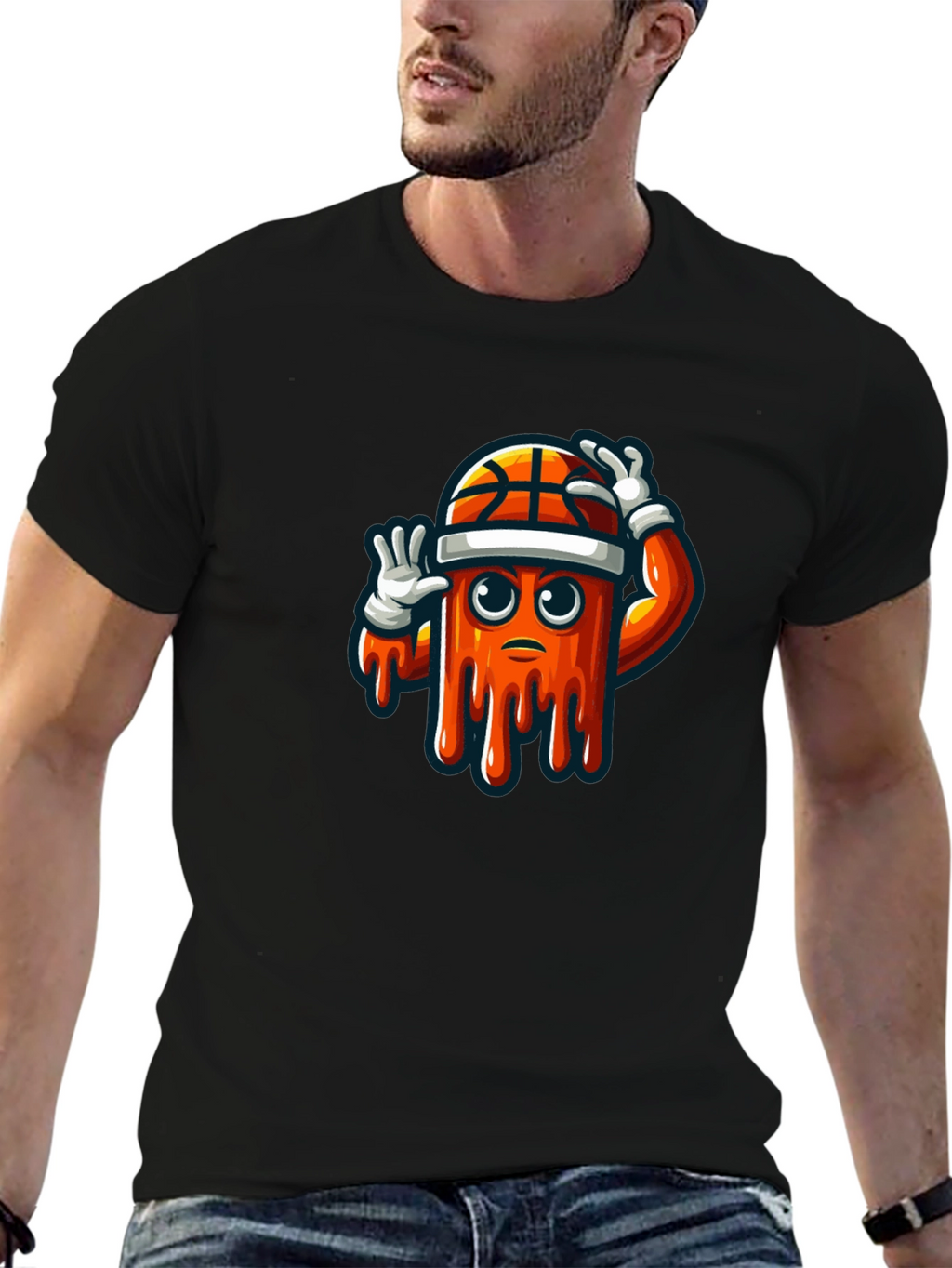 Mens Black Graphic Tee - Basketball Drip