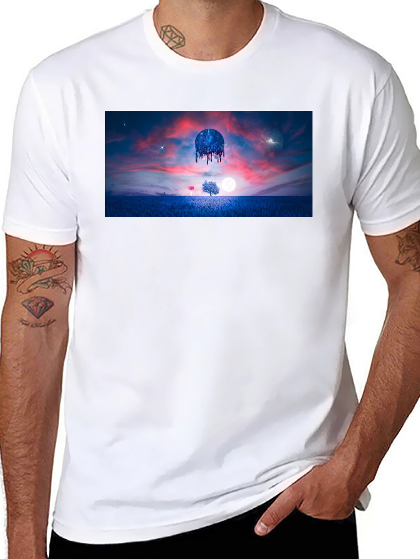 Surreal Landscape Graphic Tee - Black