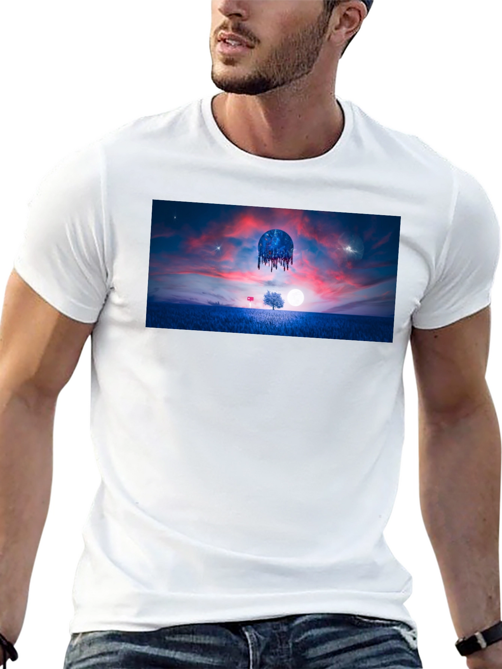 Surreal Landscape Graphic Tee - Black