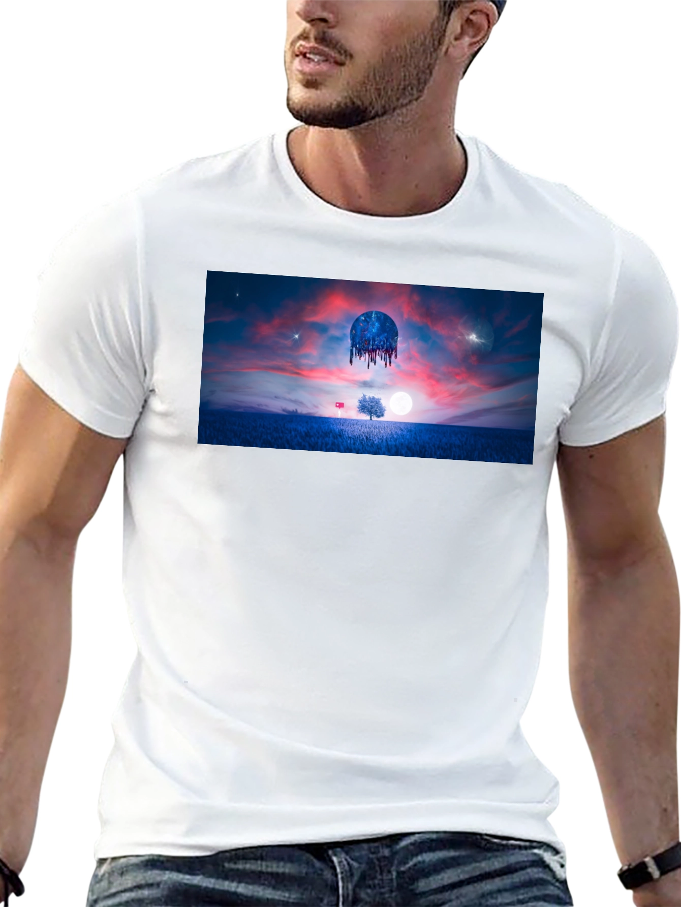 Surreal Landscape Graphic Tee - Black