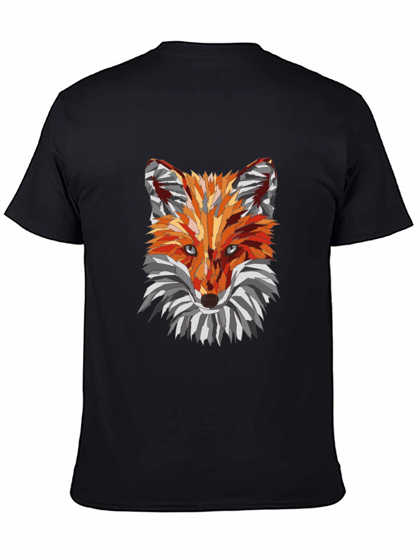 Geometric Fox Graphic Black T-Shirt