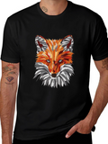 Geometric Fox Graphic Black T-Shirt
