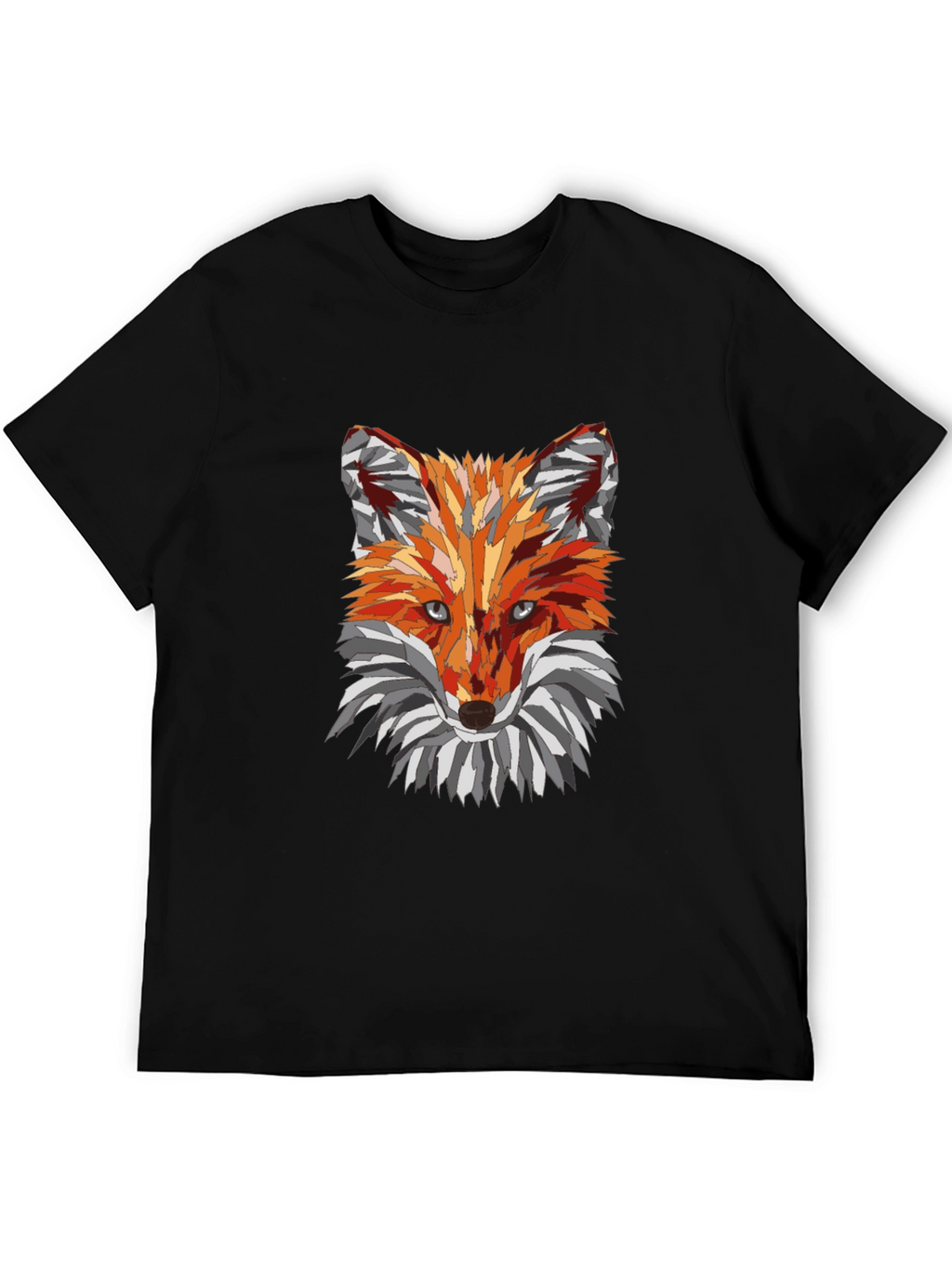 Geometric Fox Graphic Black T-Shirt