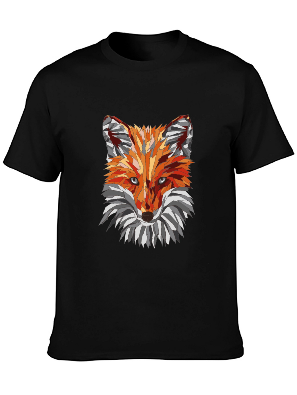 Geometric Fox Graphic Black T-Shirt