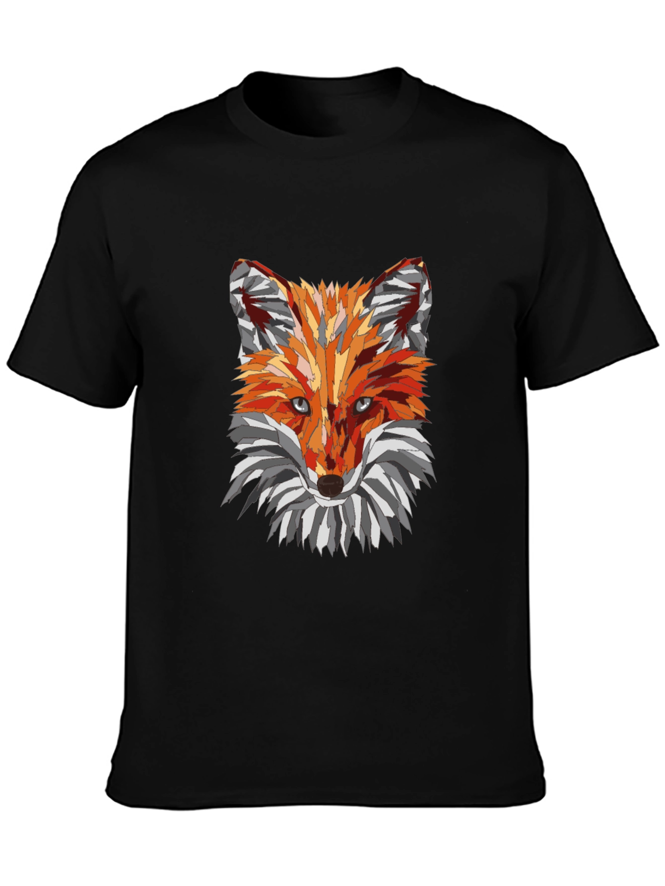 Geometric Fox Graphic Black T-Shirt