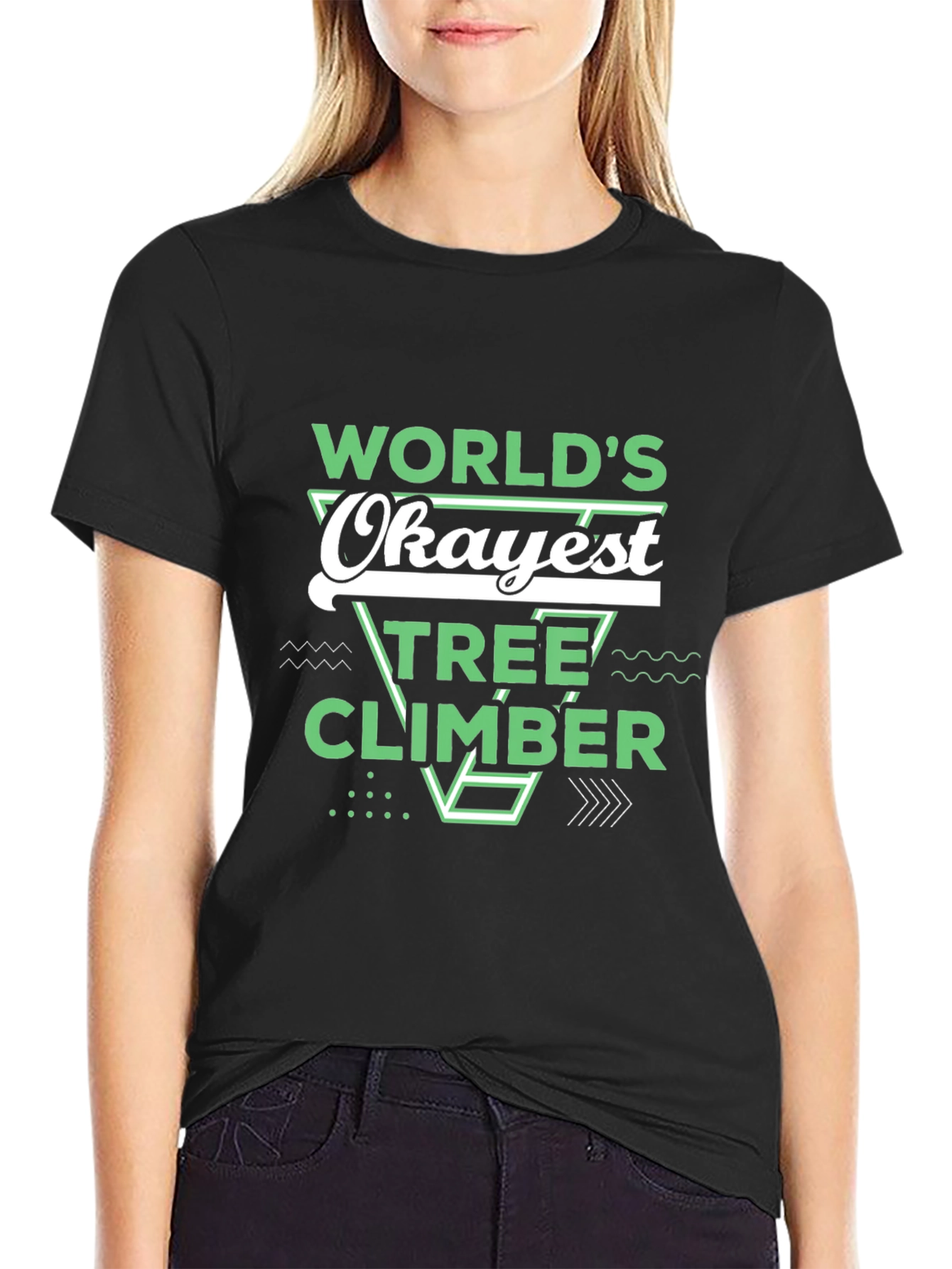 Worlds Okayest Tree Climber Black T-Shirt