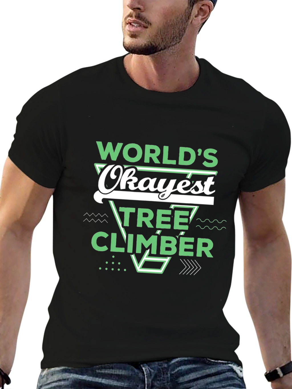 Worlds Okayest Tree Climber Black T-Shirt
