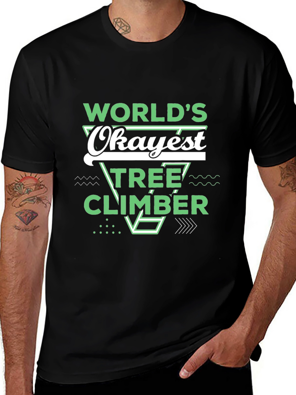 Worlds Okayest Tree Climber Black T-Shirt