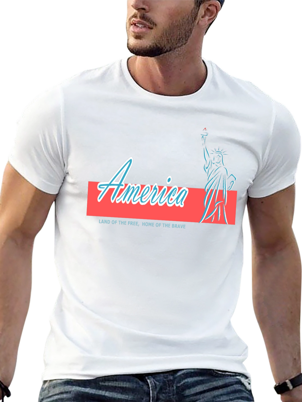 America Statue of Liberty Graphic T-Shirt