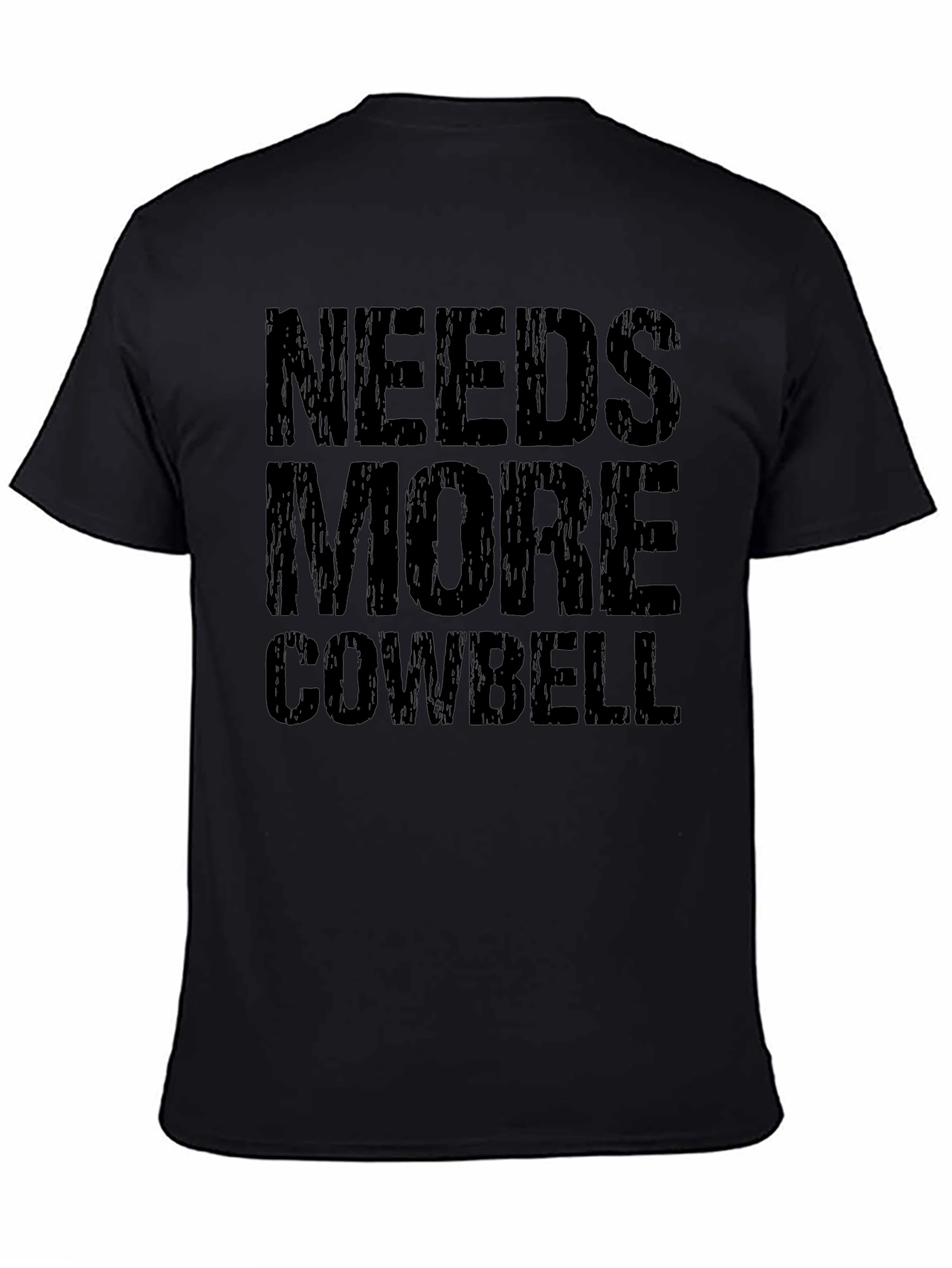 Needs More Cowbell Black Graphic T-Shirt