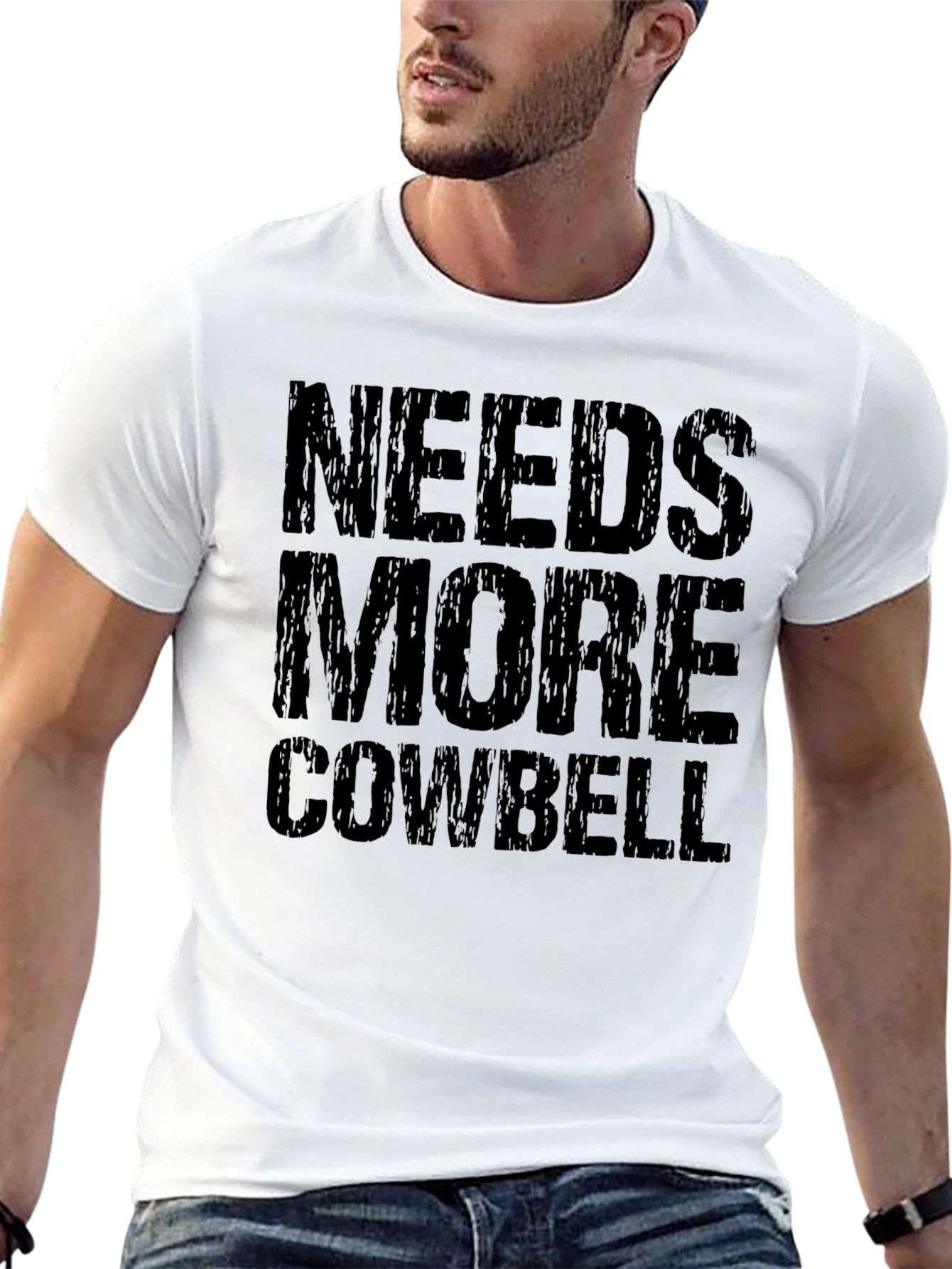 Needs More Cowbell Black Graphic T-Shirt
