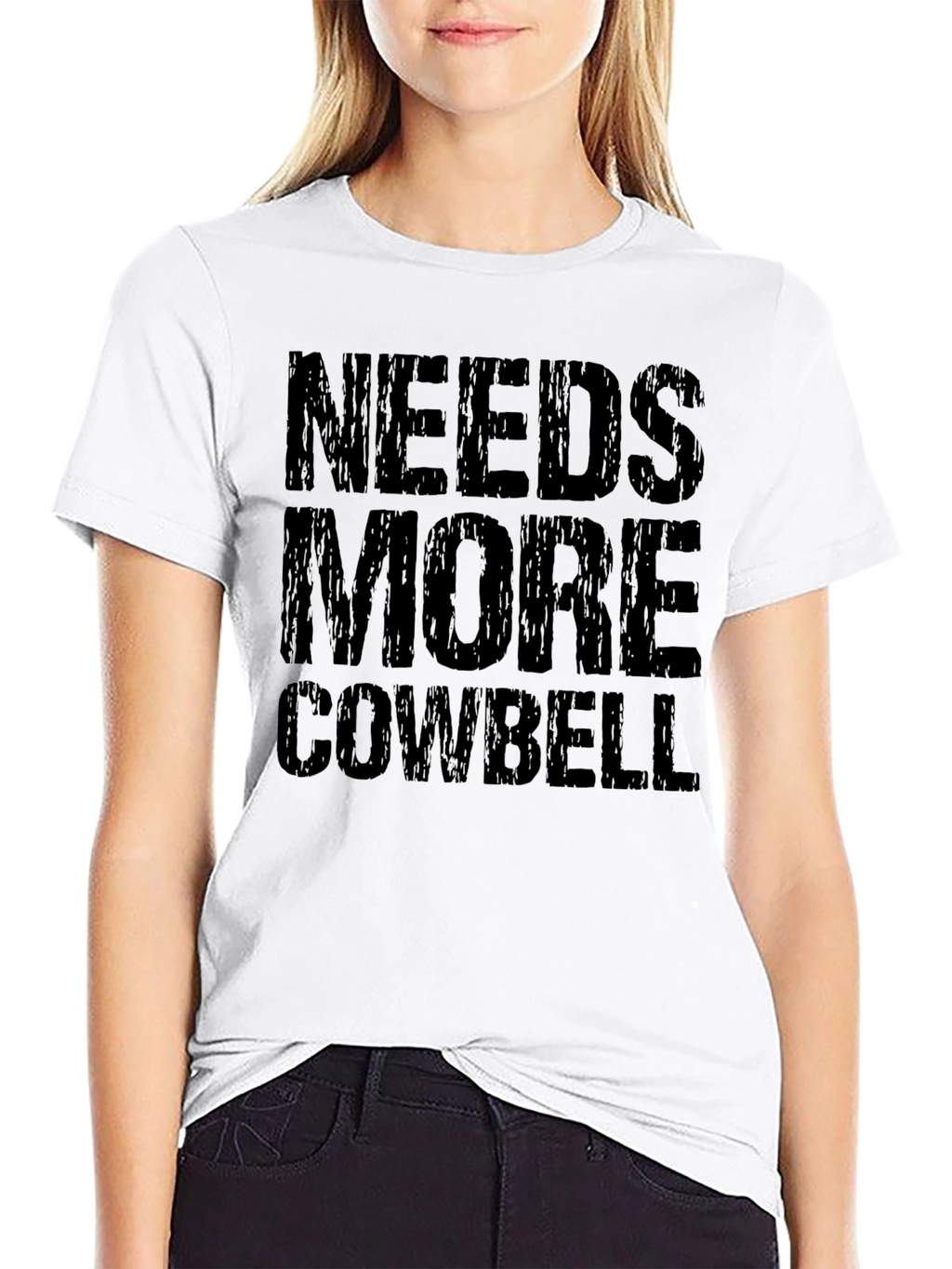 Needs More Cowbell Black Graphic T-Shirt