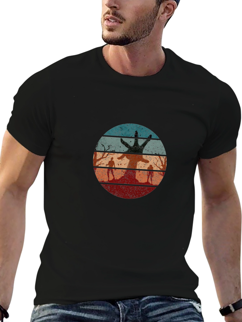 Retro Zombie Tree Graphic T-Shirt