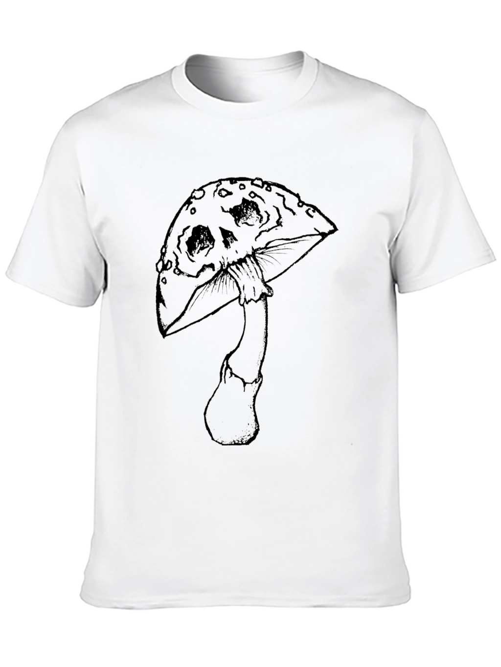 Mushroom Skull Graphic Tee - Dark Humor Style