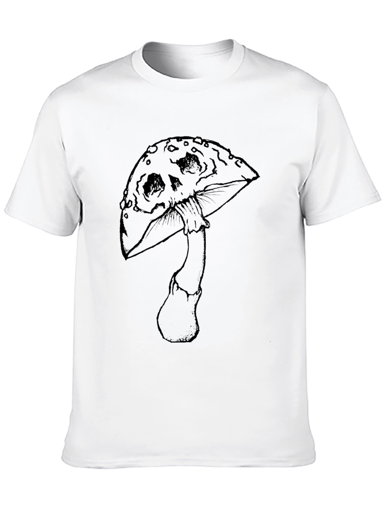 Mushroom Skull Graphic Tee - Dark Humor Style