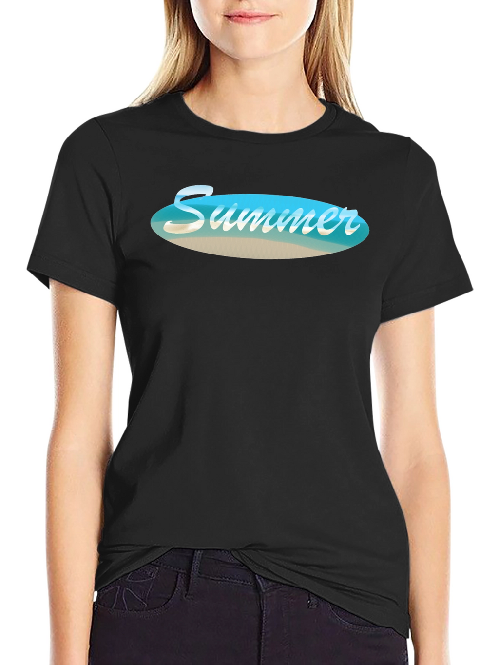 Summer Beach Vibe Black T-Shirt