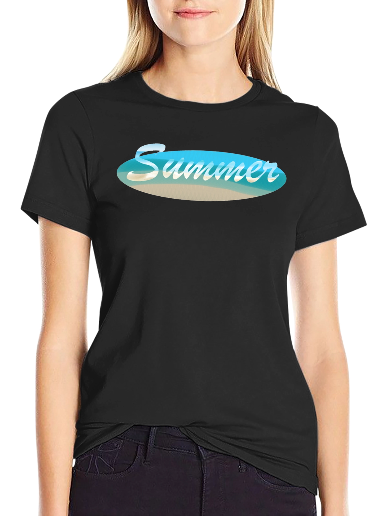 Summer Beach Vibe Black T-Shirt