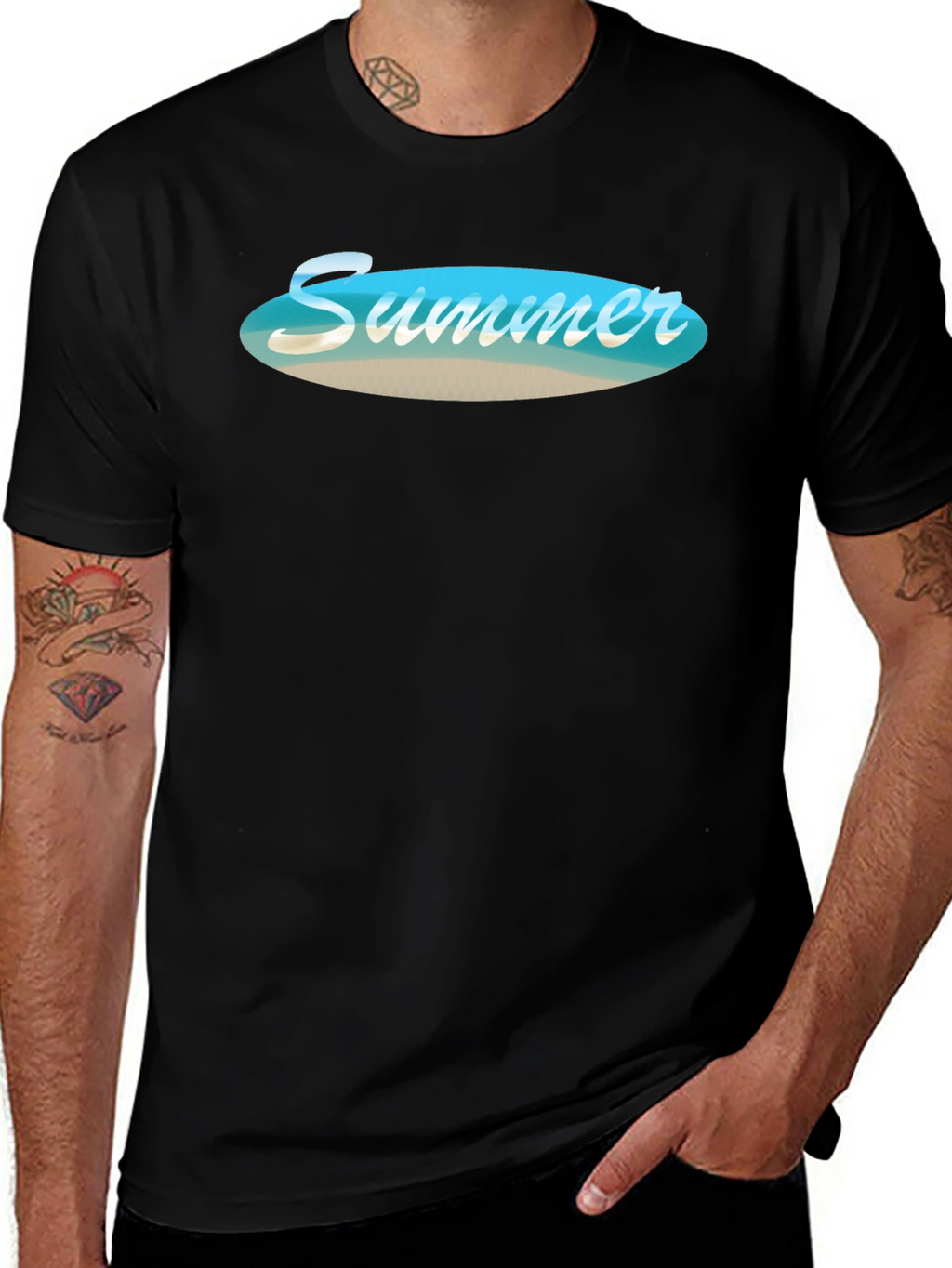 Summer Beach Vibe Black T-Shirt