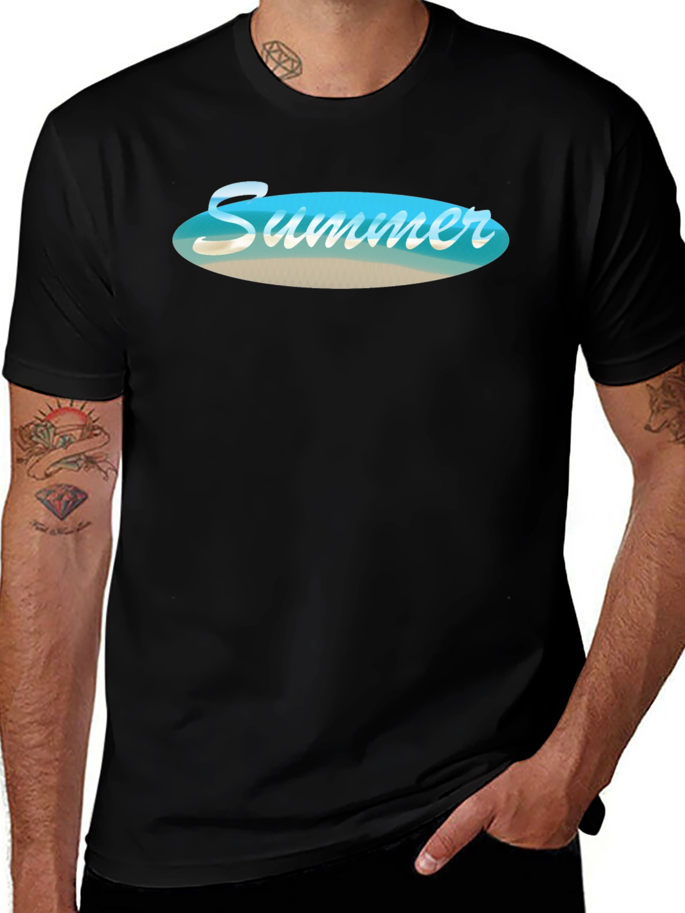 Summer Beach Vibe Black T-Shirt