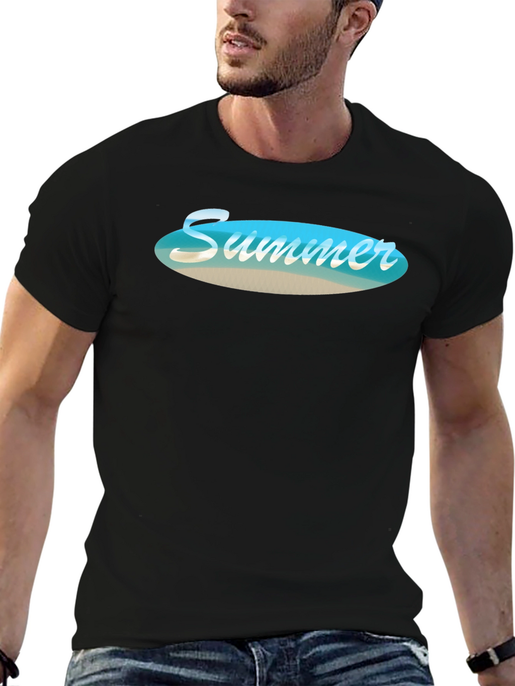 Summer Beach Vibe Black T-Shirt