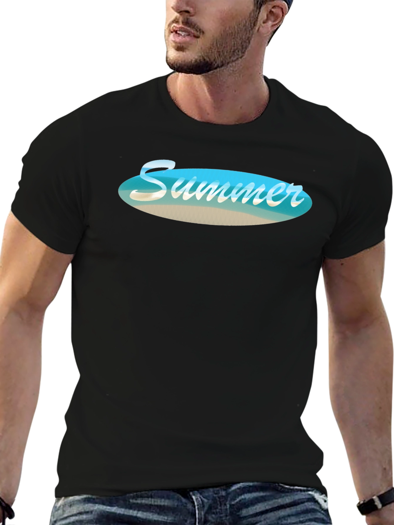 Summer Beach Vibe Black T-Shirt