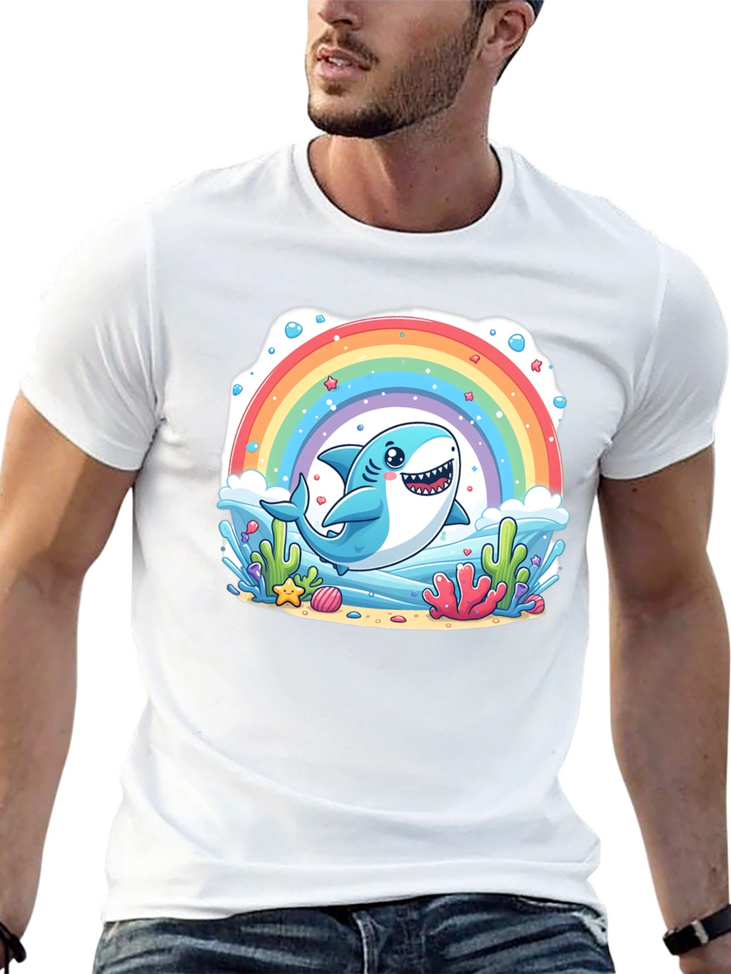 Rainbow Shark Graphic Tee - Unisex T-Shirt