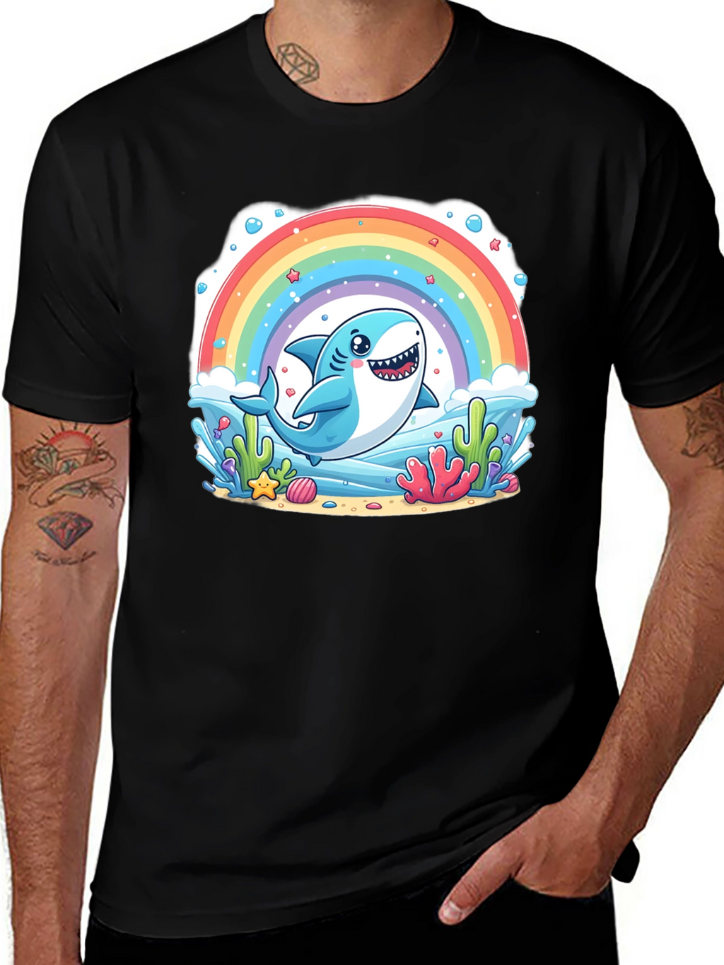 Rainbow Shark Graphic Tee - Unisex T-Shirt