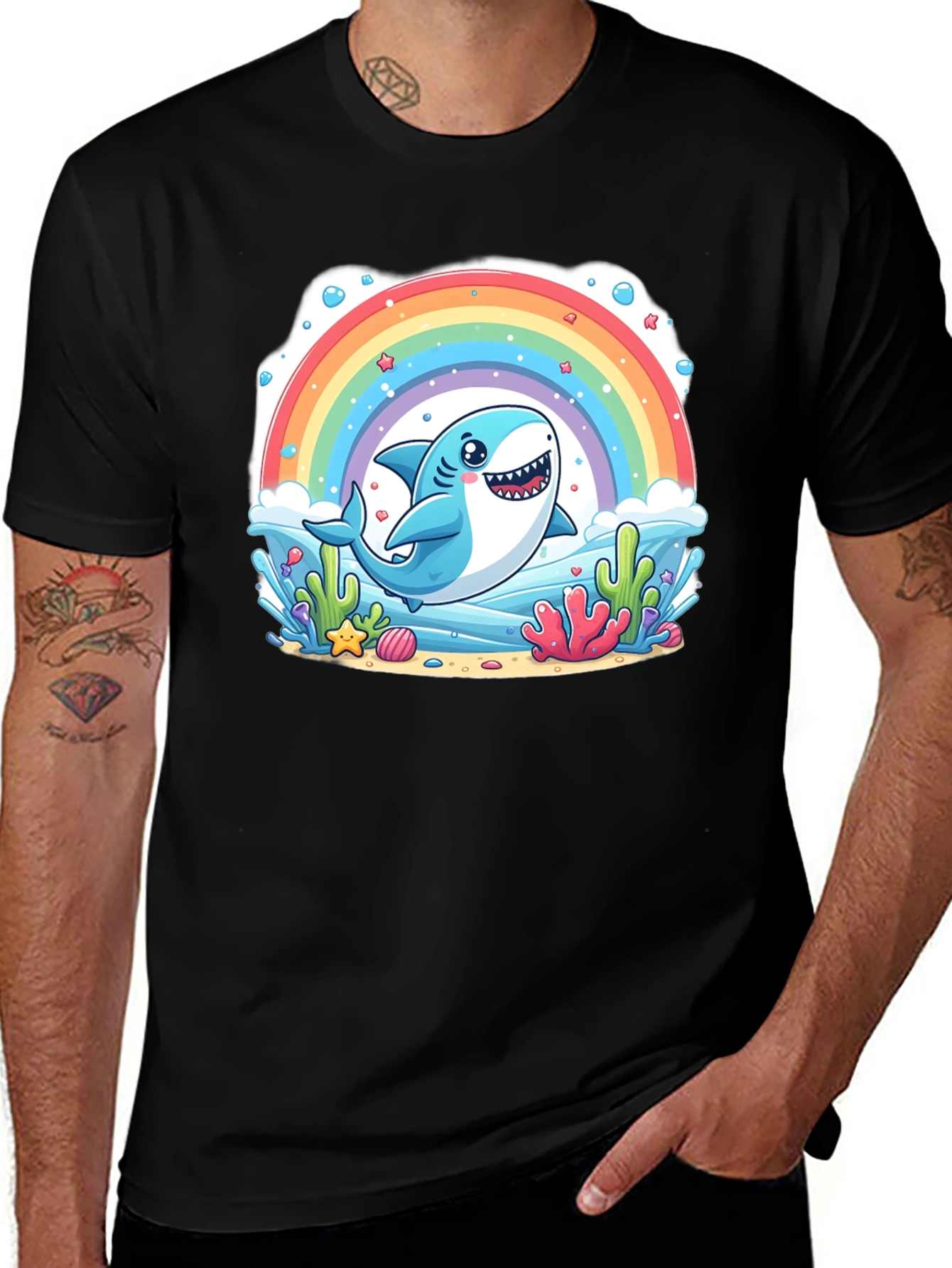 Rainbow Shark Graphic Tee - Unisex T-Shirt