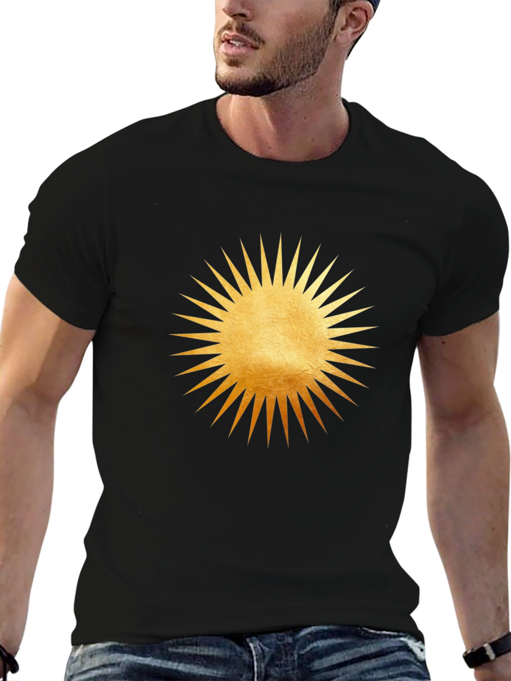 Radiant Sun Graphic Tee - Black Cotton Comfort