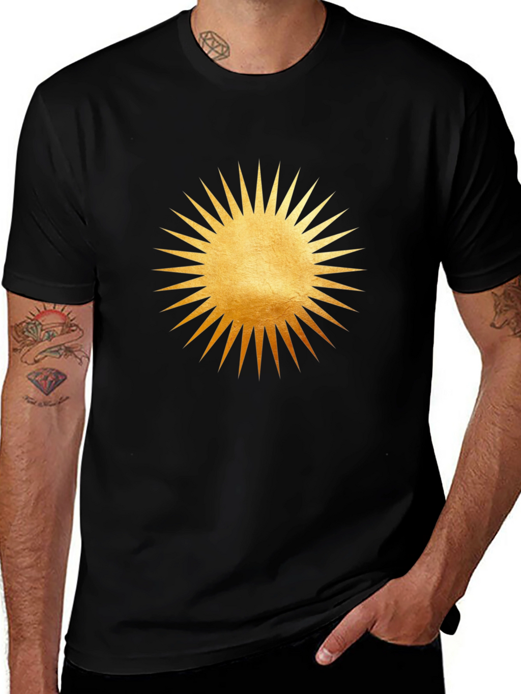 Radiant Sun Graphic Tee - Black Cotton Comfort