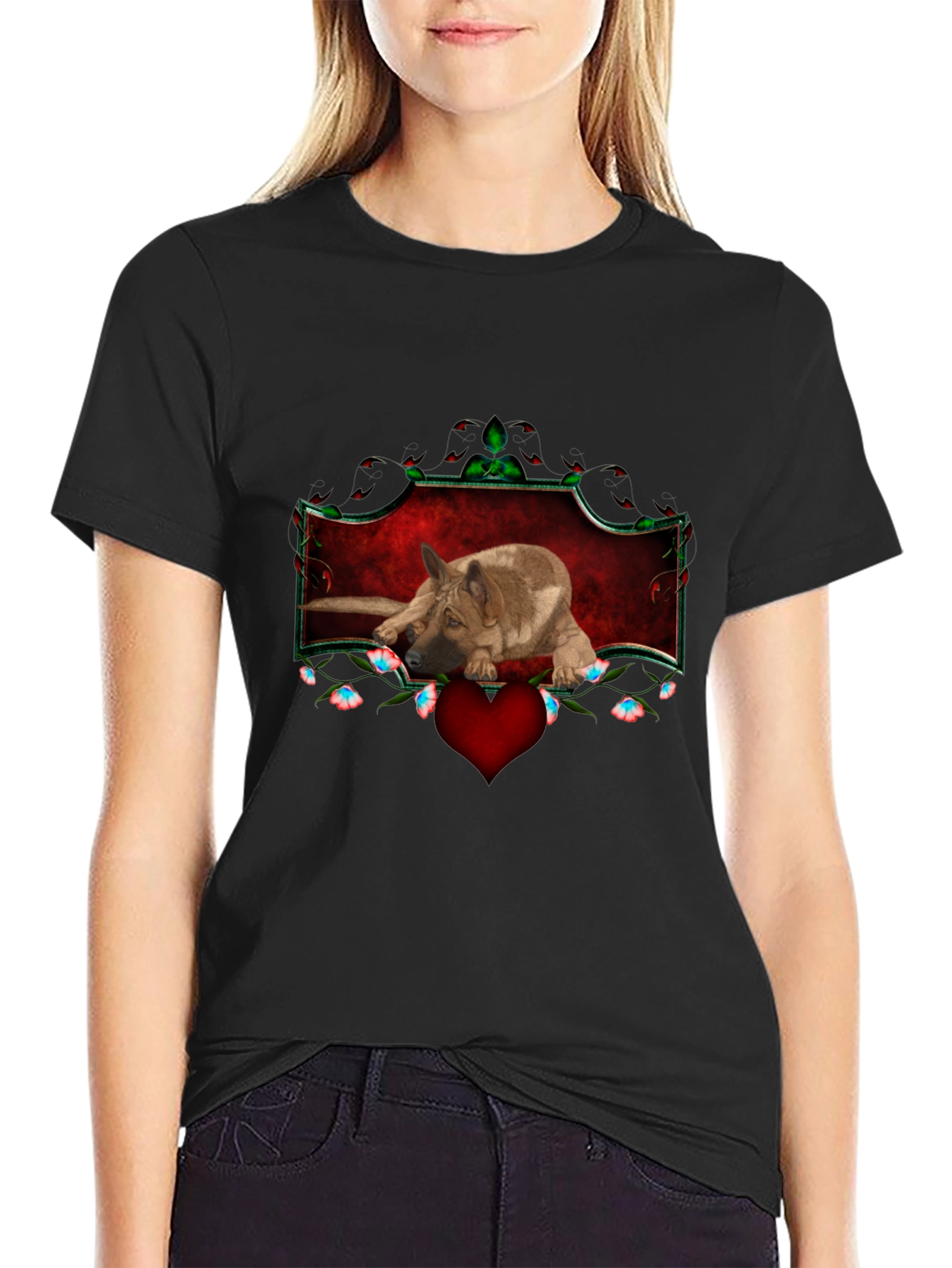 German Shepherd Dog Heart Graphic Tee