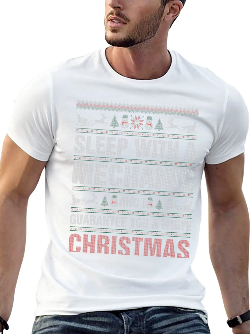 Funny Mechanic Ugly Christmas Sweater T-Shirt