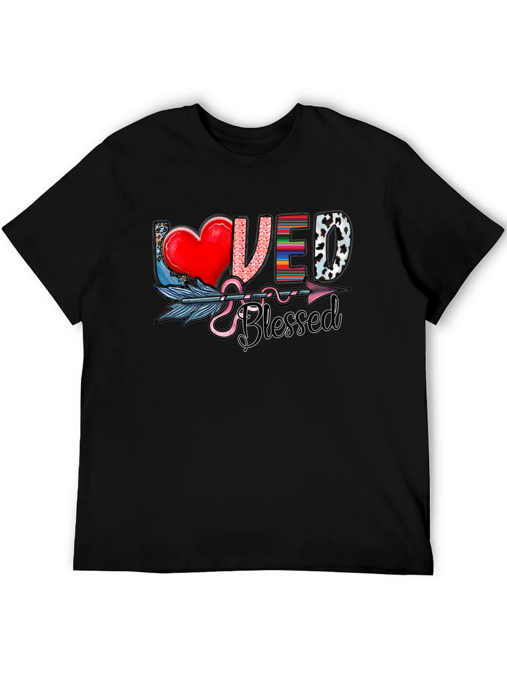 Loved & Blessed Graphic Tee - Arrow Heart Design