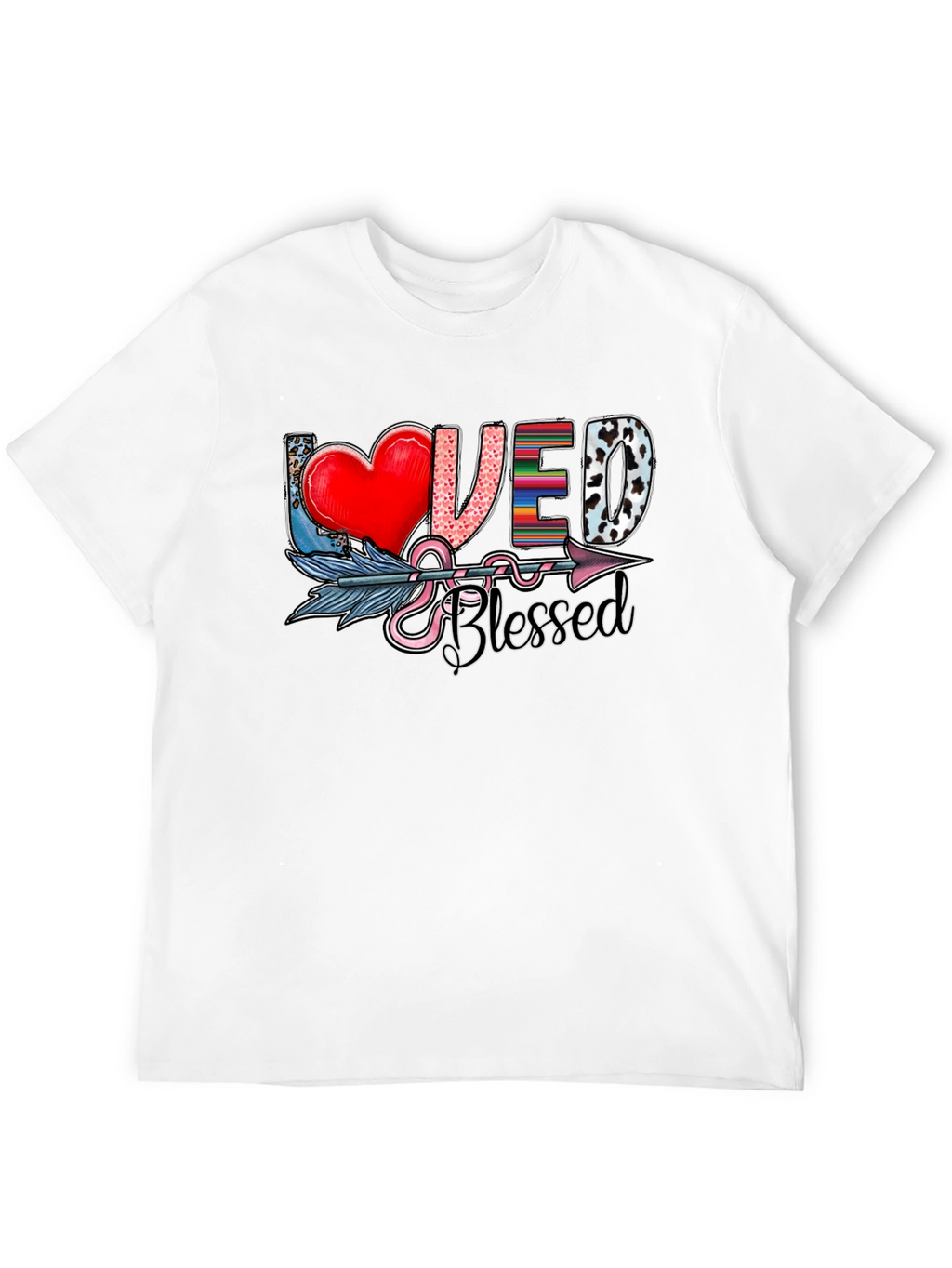 Loved & Blessed Graphic Tee - Arrow Heart Design