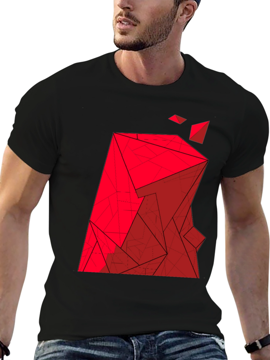 Abstract Geometric Red Graphic Tee