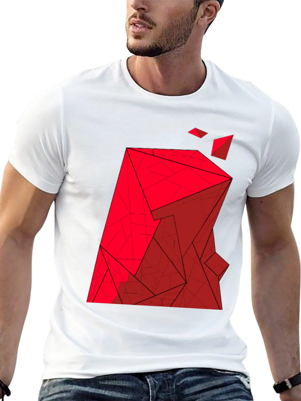 Abstract Geometric Red Graphic Tee