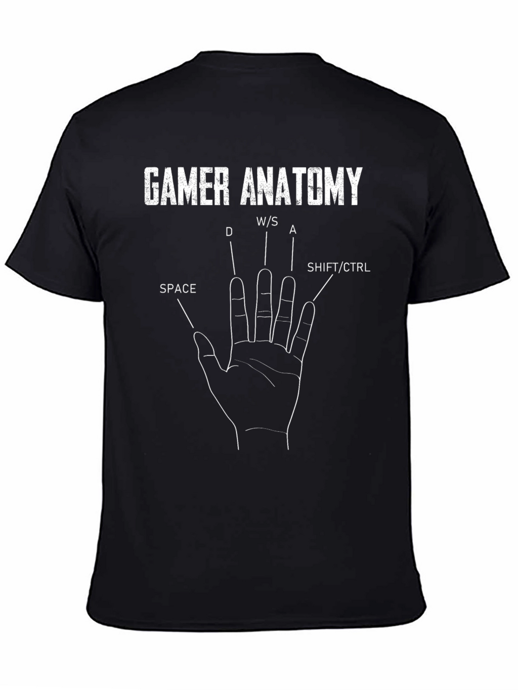 Gamer Anatomy T-Shirt Funny PC Gaming Keyboard Hand Tee