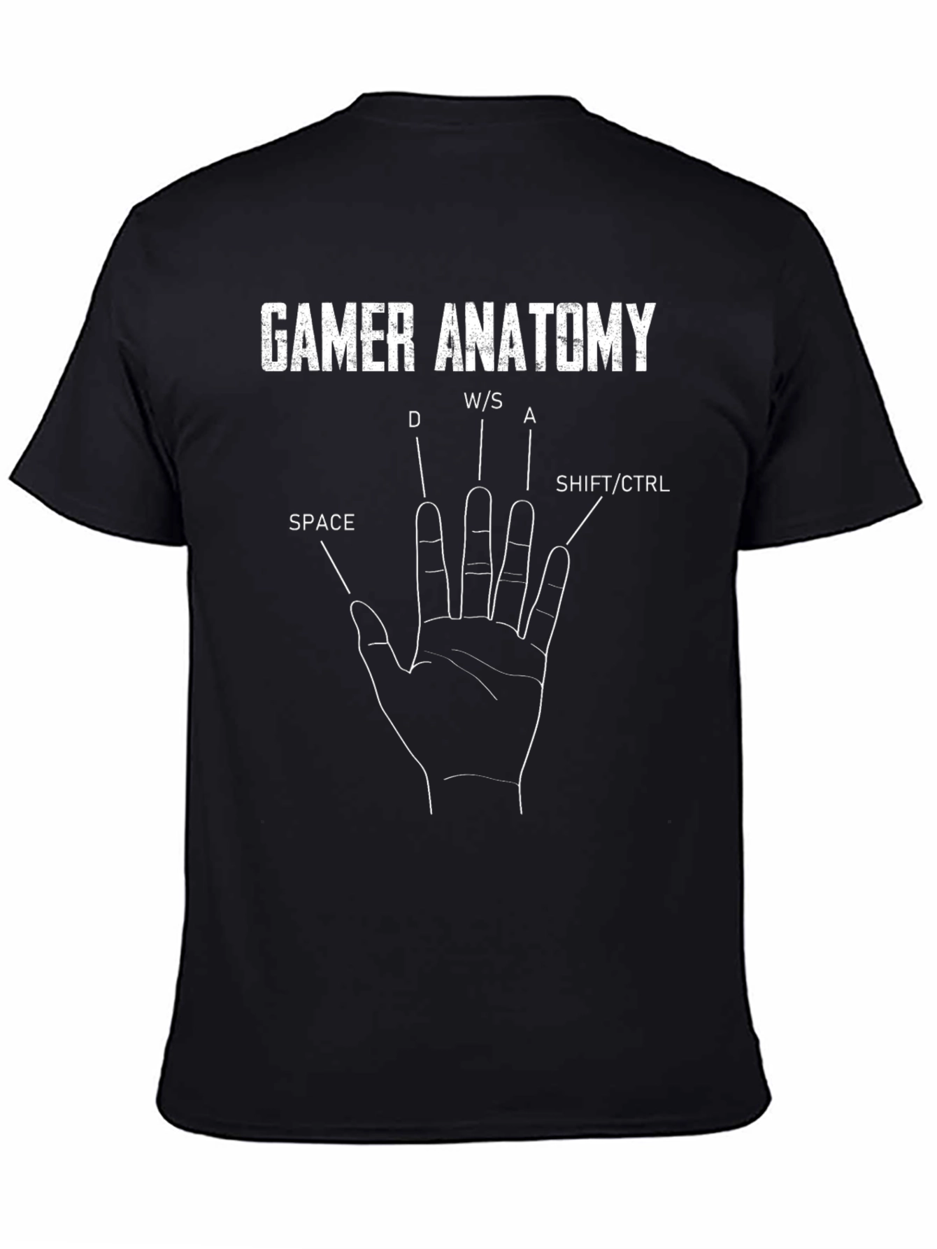 Gamer Anatomy T-Shirt Funny PC Gaming Keyboard Hand Tee