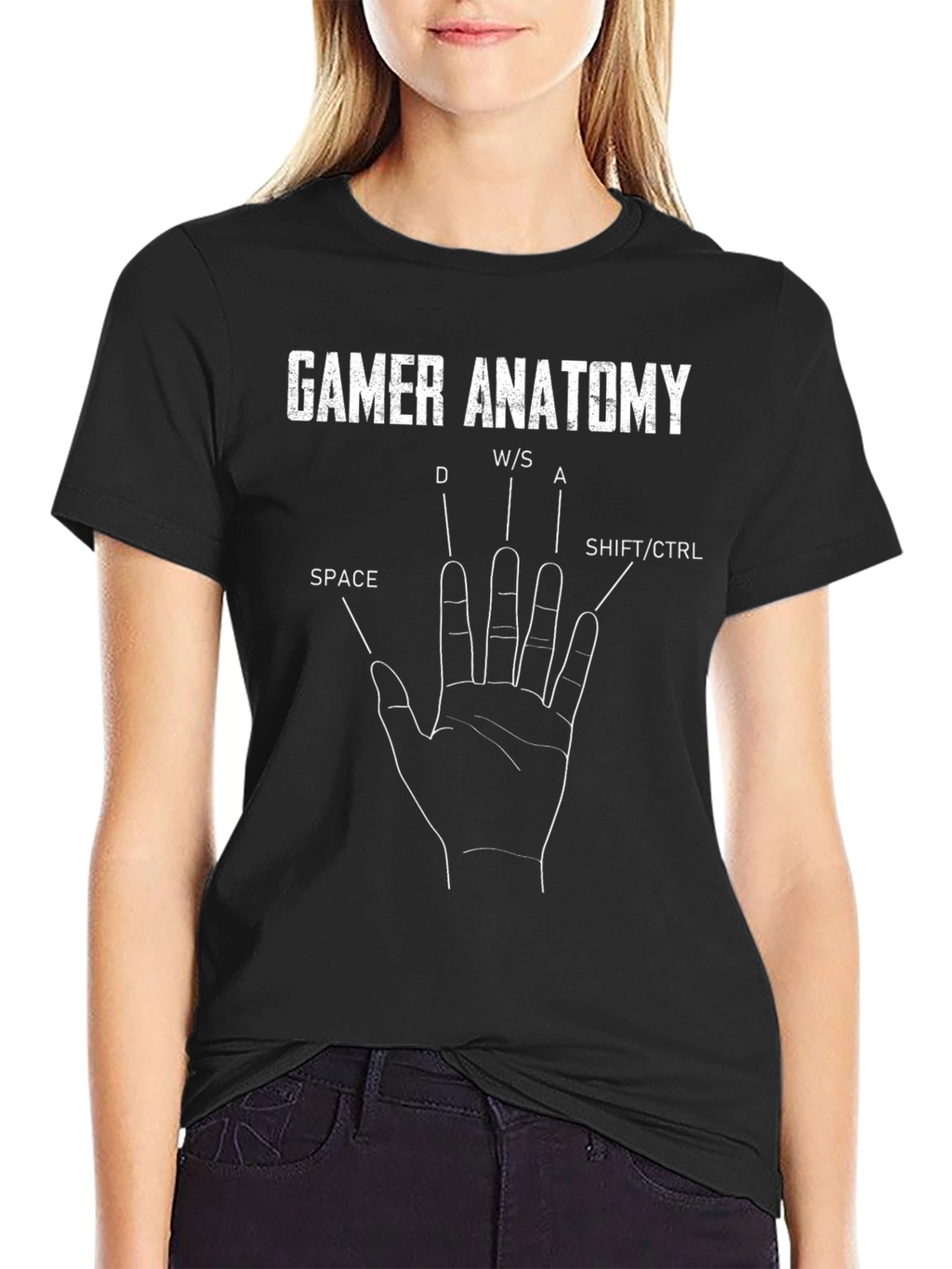 Gamer Anatomy T-Shirt Funny PC Gaming Keyboard Hand Tee