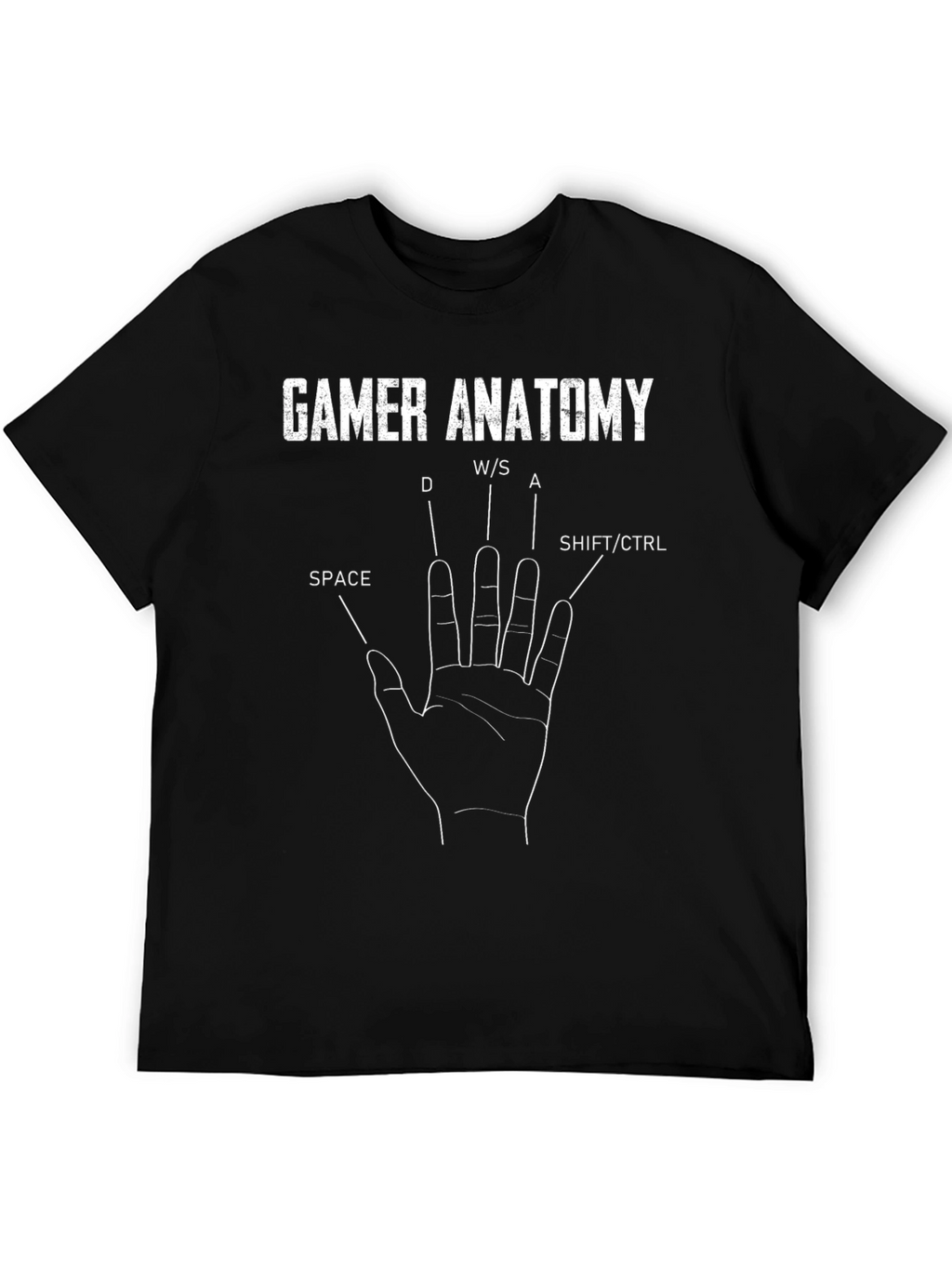 Gamer Anatomy T-Shirt Funny PC Gaming Keyboard Hand Tee