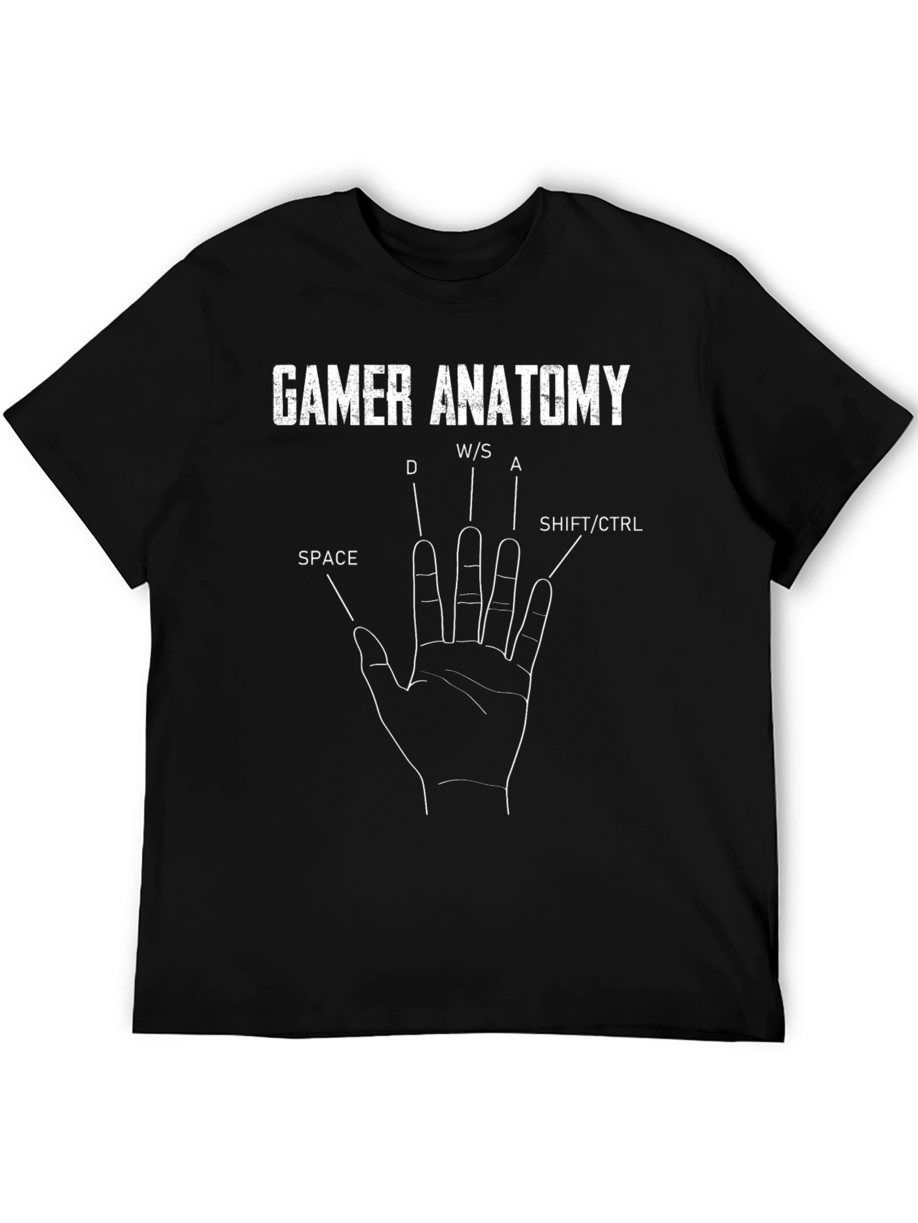 Gamer Anatomy T-Shirt Funny PC Gaming Keyboard Hand Tee