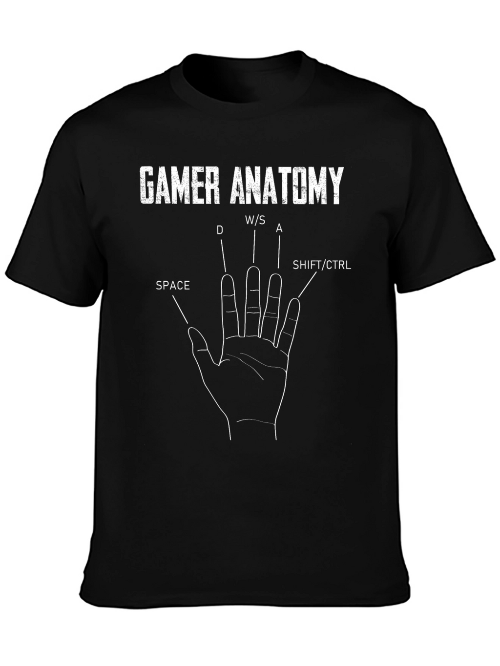 Gamer Anatomy T-Shirt Funny PC Gaming Keyboard Hand Tee