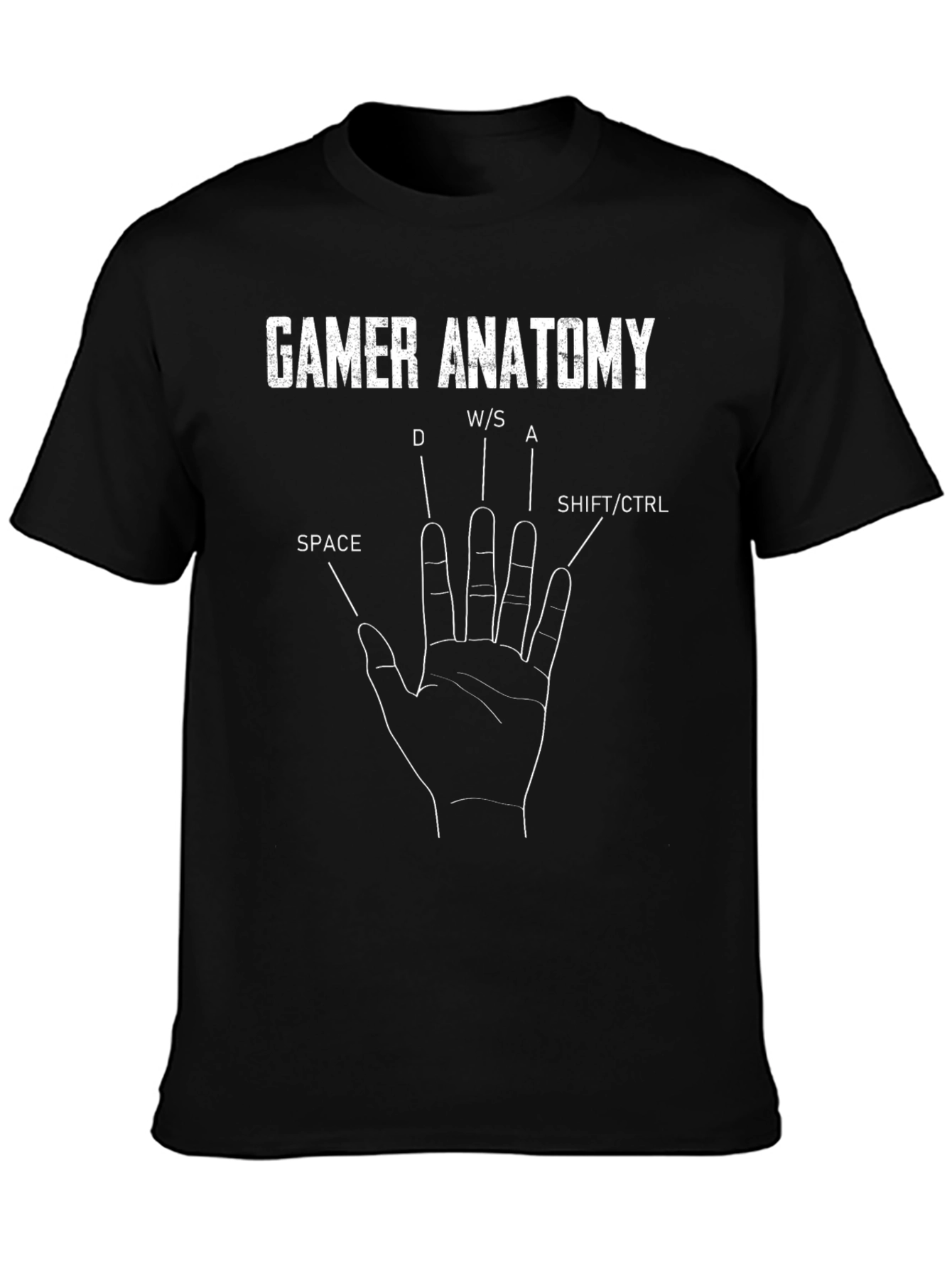 Gamer Anatomy T-Shirt Funny PC Gaming Keyboard Hand Tee